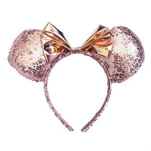 Disney Minnie Ears Rose Gold Mickey Bow Sequin Mouse Headband